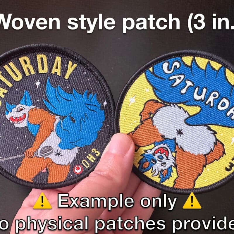 Photo of two woven style patches to demonstrate level of detail